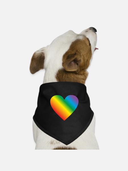 Lgbt Regenbogen Herz - Hunde-Bandana Dreieckstuch - Schwarz