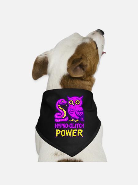 Hypno Glitch Power Owl - Hunde-Bandana Dreieckstuch - Schwarz