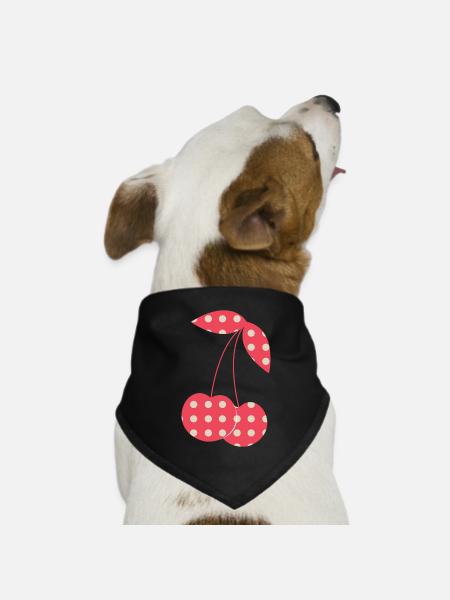 Kirschen - Hunde-Bandana Dreieckstuch - Schwarz