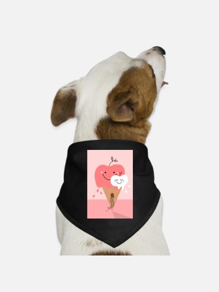 Happy Apple Icecream Poster - Hunde-Bandana Dreieckstuch - Schwarz