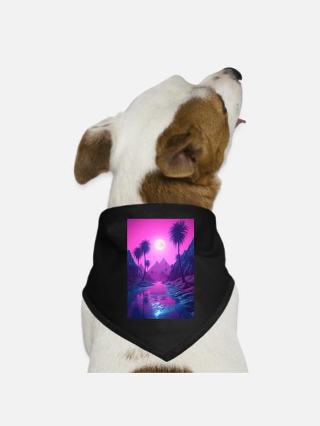 Vaporwave Visionen aus Kunst und Ästhetik - Hunde-Bandana Dreieckstuch - Schwarz
