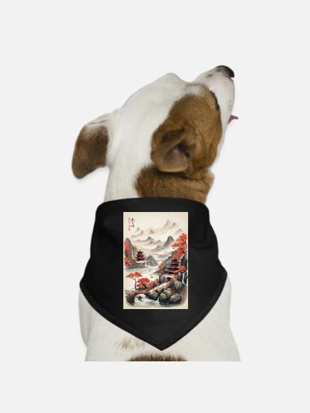 China-Landschaften - Hunde-Bandana Dreieckstuch - Schwarz