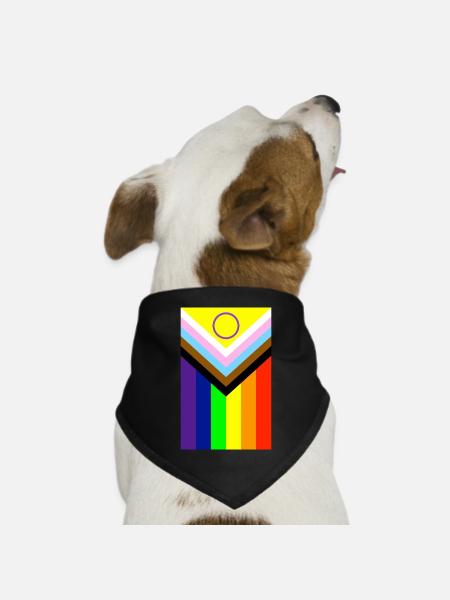 Progress Pride Flag Intersex, Pride Flag - Hunde-Bandana Dreieckstuch - Schwarz