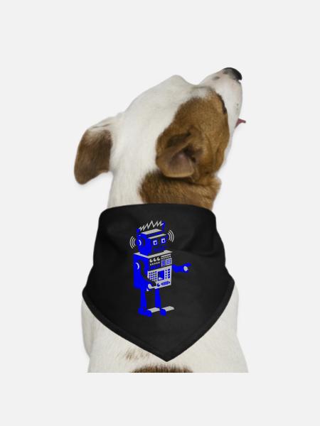 roboter retro robot - Hunde-Bandana Dreieckstuch - Schwarz