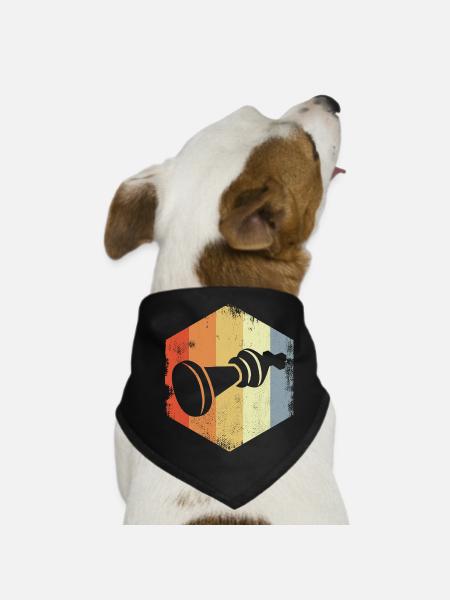 Vintage Chess Set Sketch - Dog Bandana - black - Front