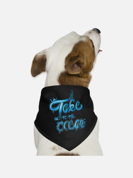 Take me to the Ocean saying - Dog Bandana - black - Front