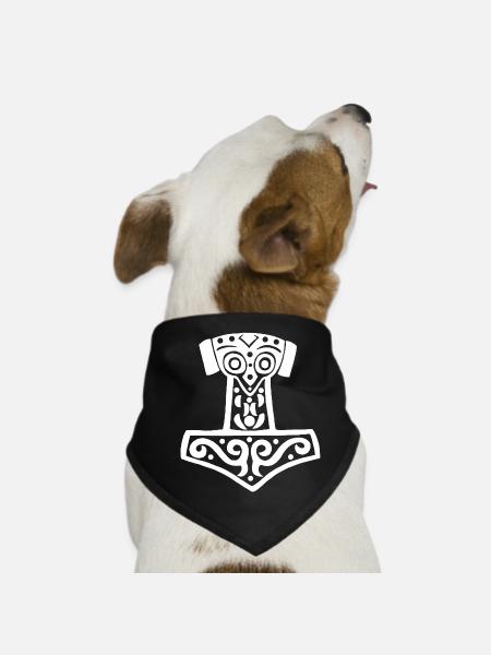 Thors Hammer (weiß) - Hunde-Bandana - Schwarz - Vorne