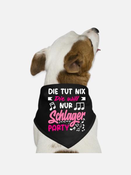 Die Tut Nix Die Will Nur Schlager Party Spruch - Hunde-Bandana - Schwarz - Vorne