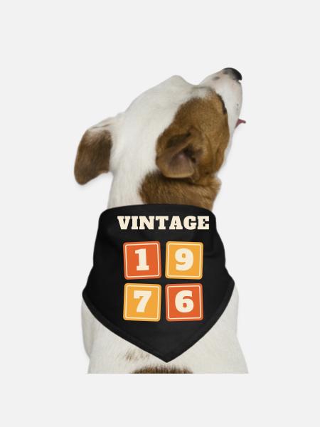 Vintage 1976 Retro Jahrgang 50. Geburtstag Geschen - Hunde-Bandana - Schwarz - Vorne