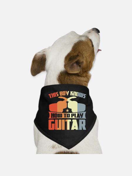 This boy knows how to play the guitar - Dog Bandana - black - Front