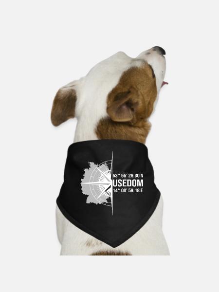 Koordinaten Usedom - Hunde-Bandana - Schwarz - Vorne