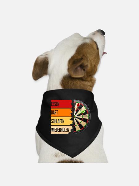 Essen, Dart, Schlafen, Wiederholen - Hunde-Bandana - Schwarz - Vorne