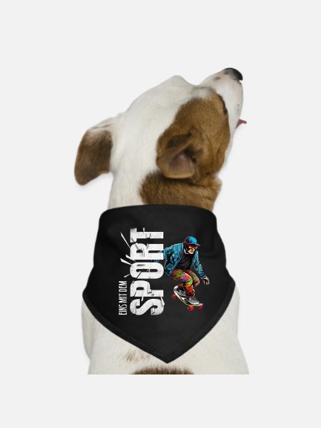 Eins mit dem Sport - Skateboard - Hunde-Bandana - Schwarz - Vorne