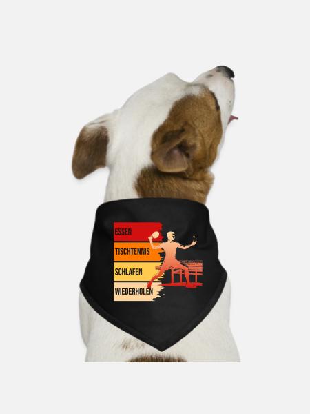 Essen - Tischtennis - Schlafen - Wiederholen - Hunde-Bandana - Schwarz - Vorne