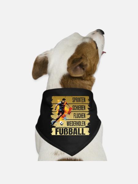 Sprinten - Schießen - Fluchen - Nochmal - Fußball - Hunde-Bandana - Schwarz - Vorne