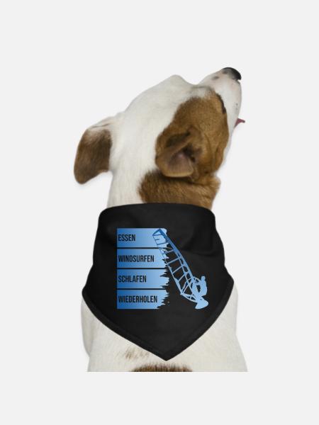 Essen - Windsurfen - Schlafen - Wiederholen - Hunde-Bandana - Schwarz - Vorne