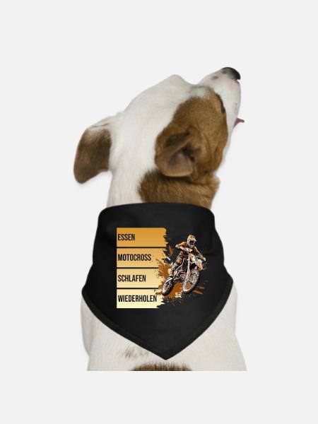 Essen - Motocross - Schlafen - Wiederholen - Hunde-Bandana - Schwarz - Vorne