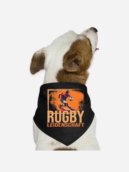 Rugby Leidenschaft - Hunde-Bandana - Schwarz - Vorne
