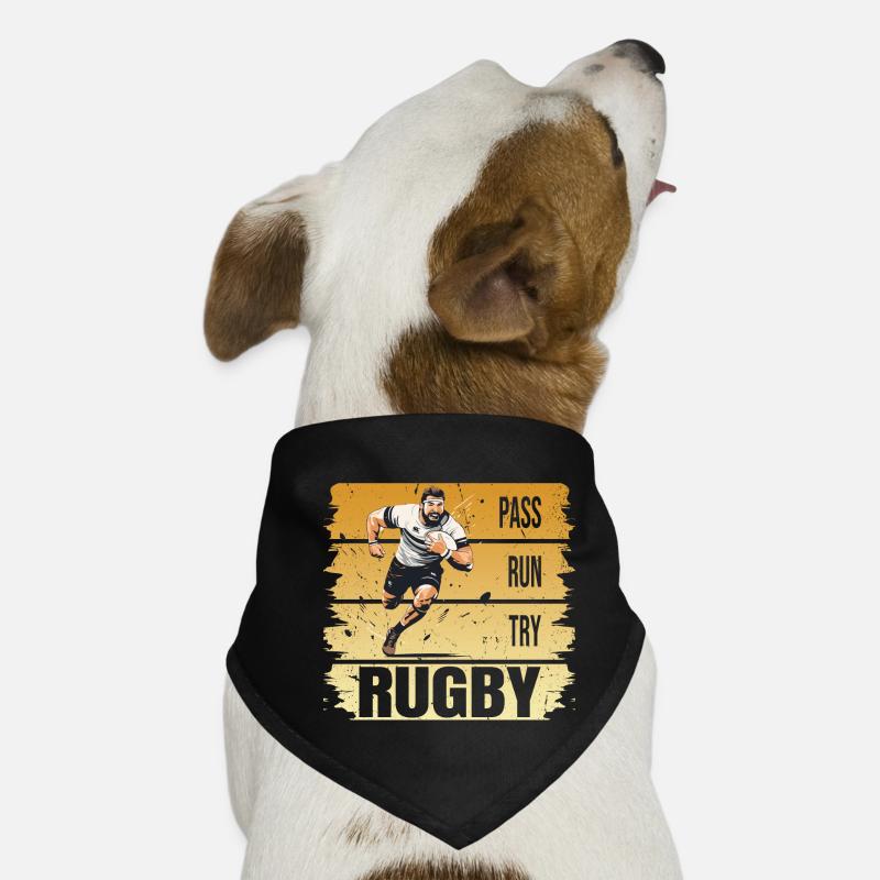Pass - Run - Try - Rugby Hunde-Bandana
