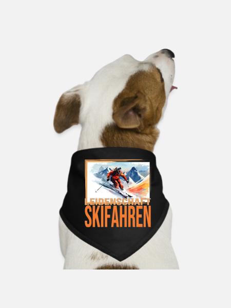 Leidenschaft Skifahren - Hunde-Bandana - Schwarz - Vorne