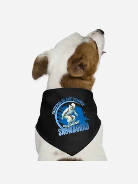 Adrenalin auf Schnee - Snowboard - Hunde-Bandana - Schwarz - Vorne