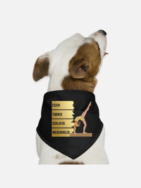 Essen - Turnen - Schlafen - Wiederholen - Hunde-Bandana - Schwarz - Vorne