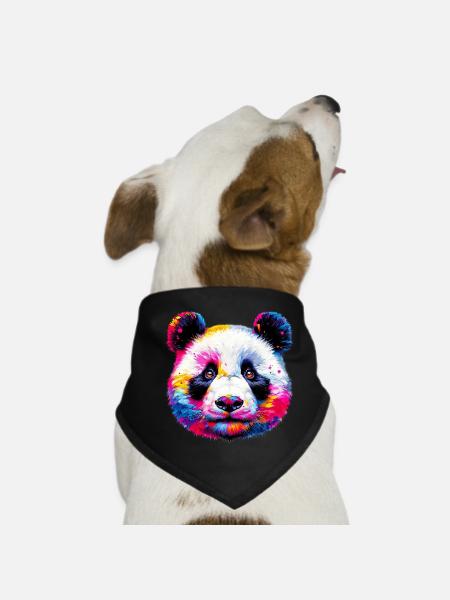 Panda - Hunde-Bandana - Schwarz - Vorne