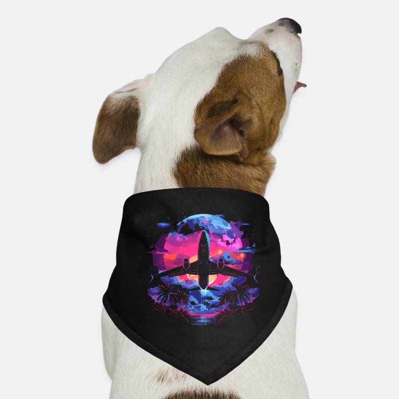 Retro Flugzeug Retrowave Hunde-Bandana