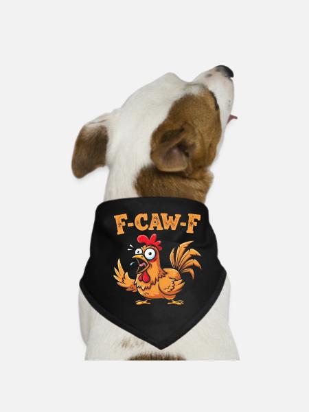 F-Caw-F Lustiges Huhn FCAWF Humor Zitat Hahn-Meme - Hunde-Bandana - Schwarz - Vorne