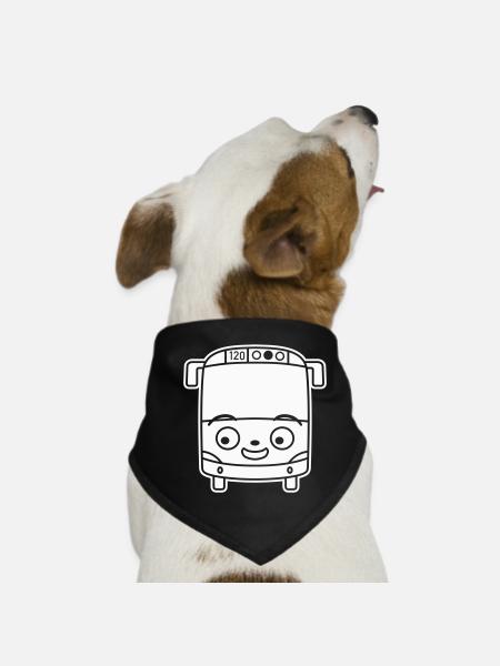 Little Bus Cartoon – Comic School Bus Travel Fun - Dog Bandana - black - Front