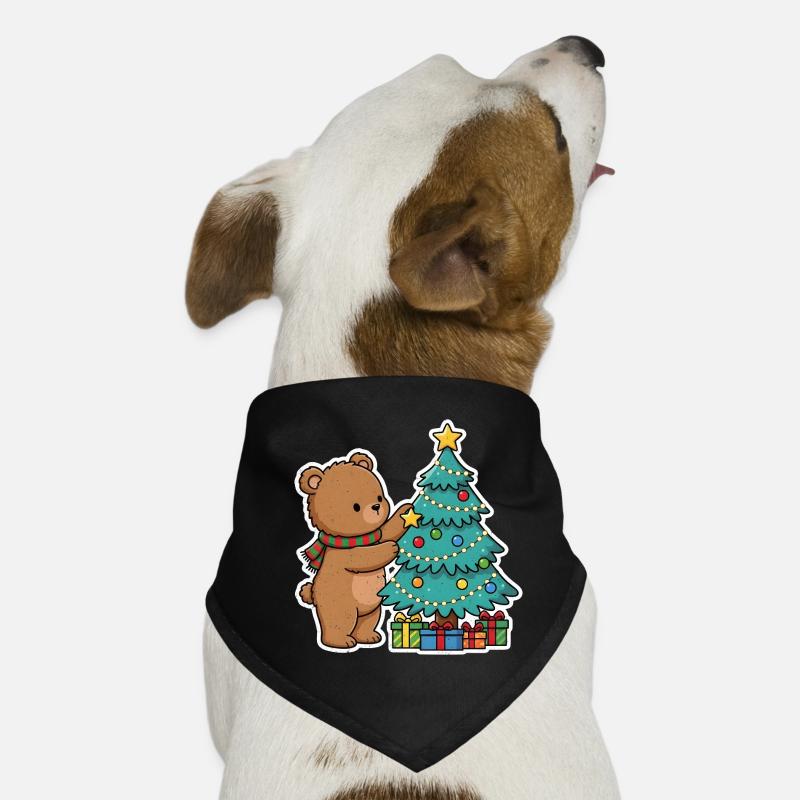 Weihnachtsbär mit Weihnachtsbaum und Geschenken Hunde-Bandana
