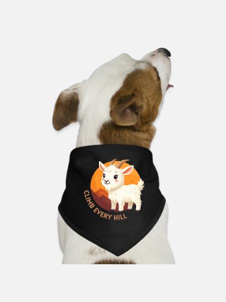Cute White Goat - Dog Bandana - black - Front