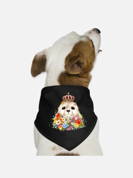 Sceau royal avec couronne - Bandana pour chien - noir - Devant