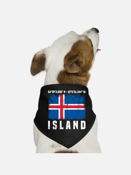 Island Reise - Hunde-Bandana - Schwarz - Vorne