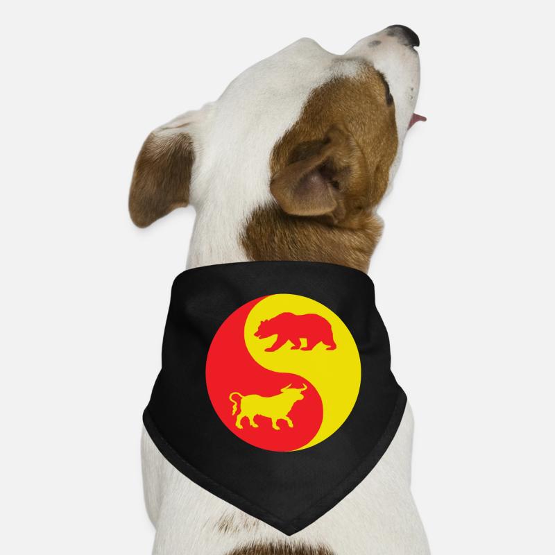 Taureau Yin Yang et ours rouge et jaune Bandana pour chien