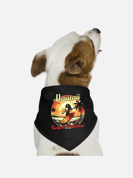 Hawaii Surfers Paradise - Hunde-Bandana - Schwarz - Vorne