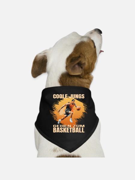 Coole Jungs gehen zum Basketball - Hunde-Bandana - Schwarz - Vorne