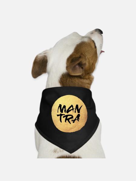 Yoga Circle Gold Meditation Mantra Cool Quotes - Dog Bandana - black - Front