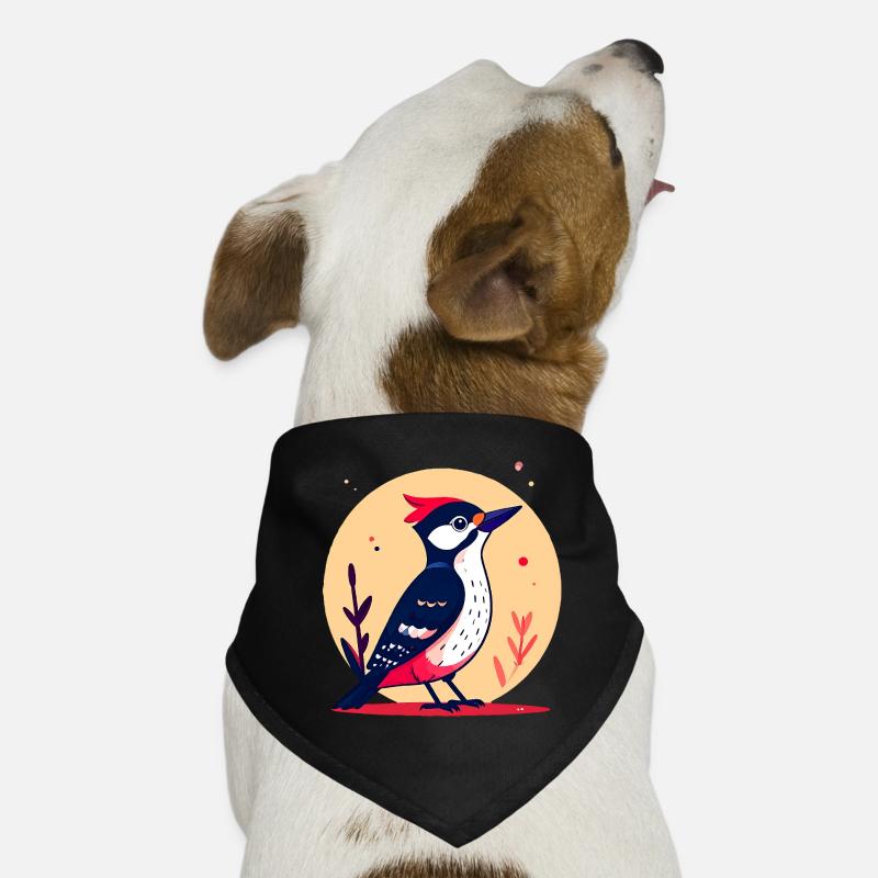 Buntspecht mit roter Haube - Hunde-Bandana - Schwarz
