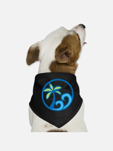 Wellen und Palme - Hunde-Bandana - Schwarz - Vorne