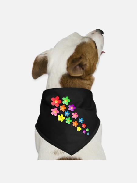Flower Power - Hunde-Bandana - Schwarz