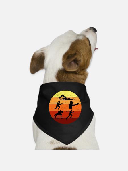 Pentathlon moderne - Escrime Natation Équitation - Bandana pour chien - noir - Devant