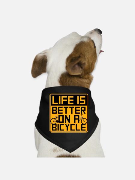 La vie est meilleure à vélo. Cyclisme Sport - Bandana pour chien - noir - Devant
