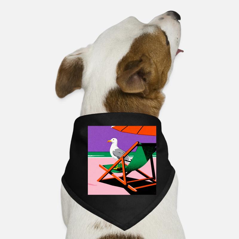 Chaise de plage colorée et mouette Bandana pour chien