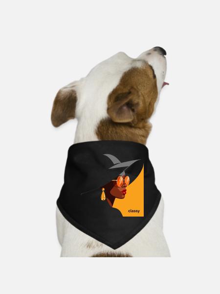Elegant woman with hat and sunglasses - Dog Bandana - black - Front