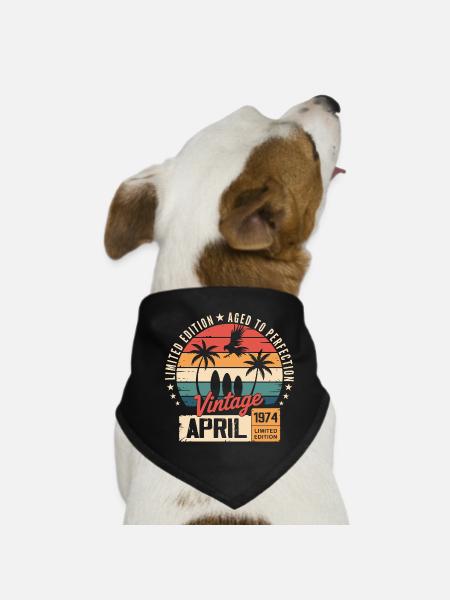 1974 April Geburtstagslegende April 1974 - Hunde-Bandana - Schwarz - Vorne