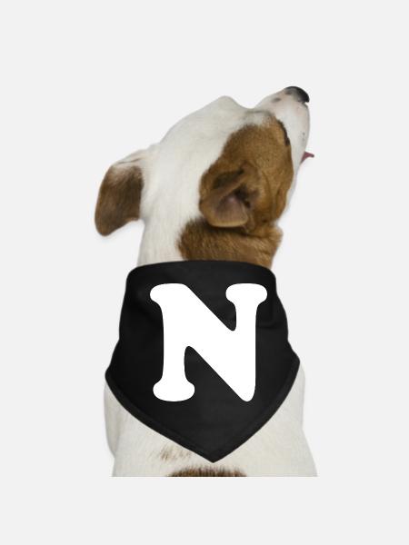 Imprimé grand N Style | Lettre N | N Logo - Bandana pour chien - noir - Devant
