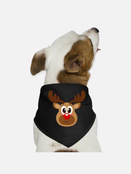 Cute baby reindeer face Christmas Xmas - Dog Bandana - black - Front