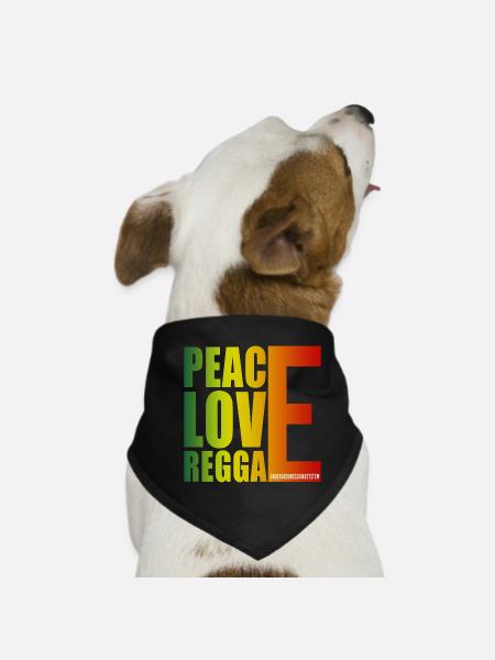 Peace Love Reggae Gradient - Hunde-Bandana - Schwarz - Vorne