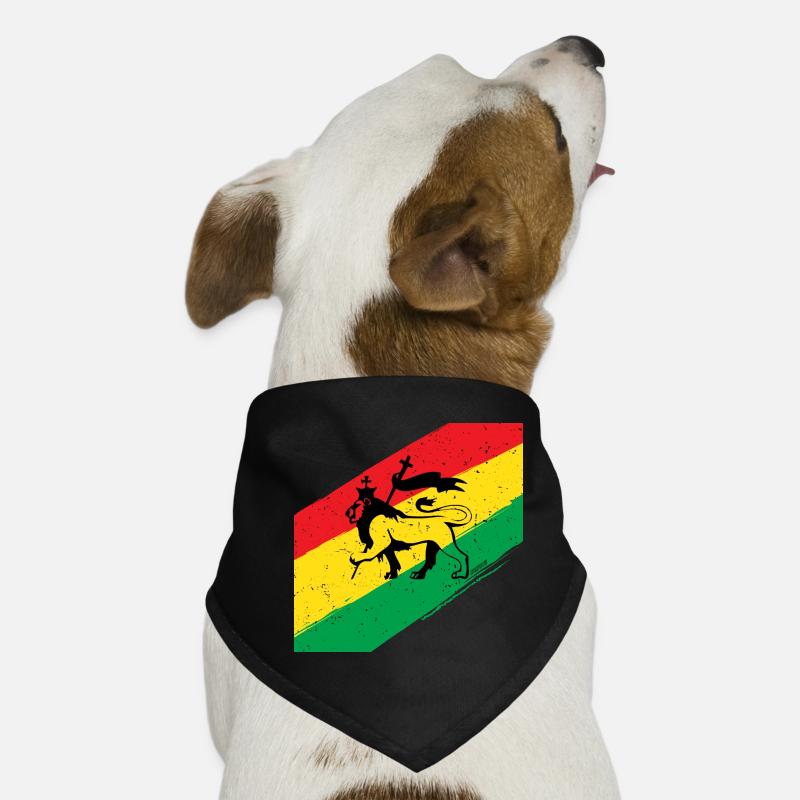 Lion rasta devant un drapeau tricolore - Bandana pour chien - noir